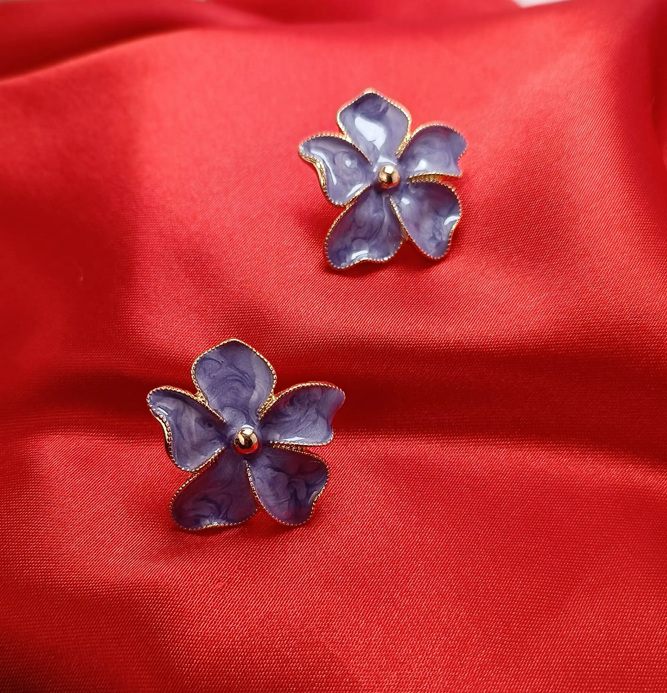 Purple Floral Korean Stud Earrings